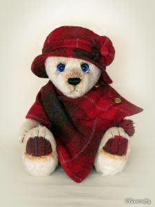 Mohair bear with Harris Tweed clothing